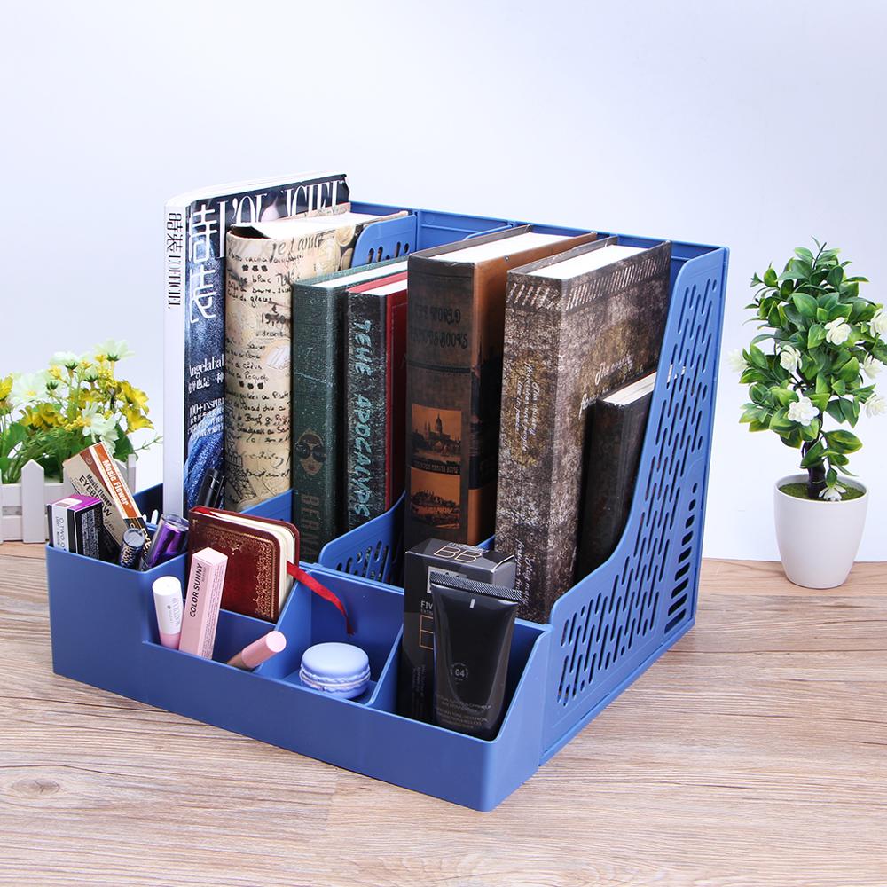 4 Sections Desktop File Rack Paper Book Hold Office Document Tray Organizer Box