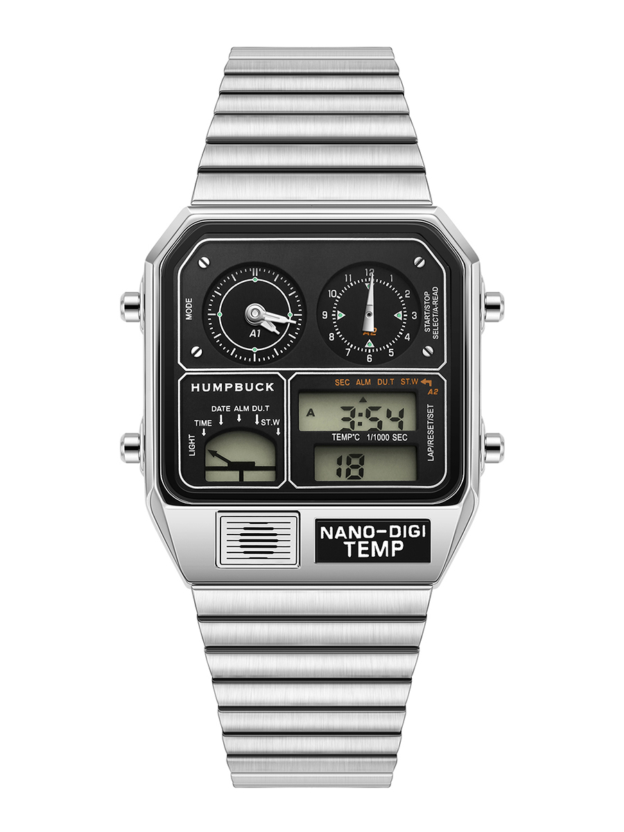 HUMPBUCK Relojes digitales para hombres Temas clásicas Reloj de pulsera multifuncional con cronómetro de temperatura Tiempo dual y calendario: Café