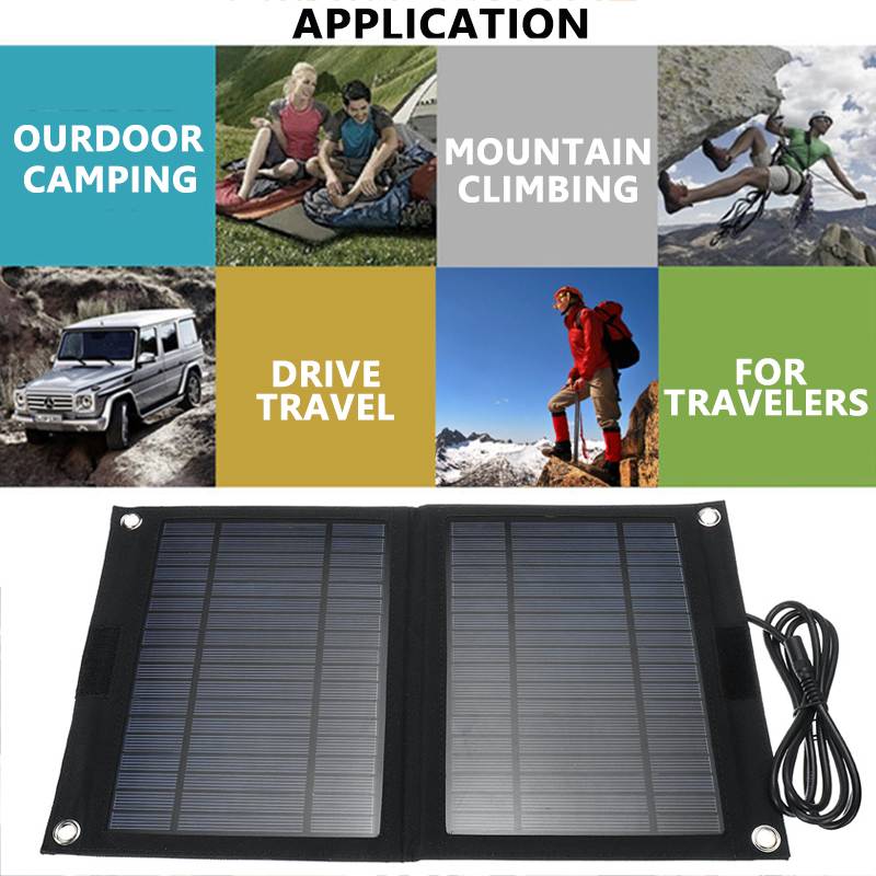 25W Solar Panel Portable Folding Foldable Waterproof Dual Output 12V/5V USB Solar Panel Charger Power Bank