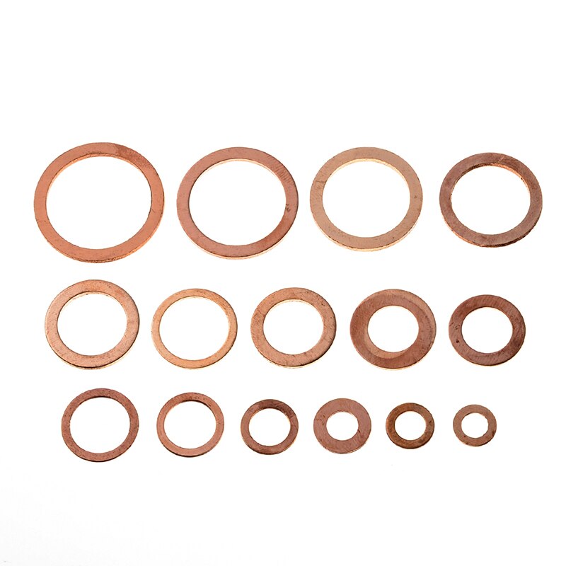 150PCS M6-M22 Diverse Koper Washer Pakking Set Platte Ring Afdichting Assortiment Kit met Plastic Doos Voor Hardware Accessoires