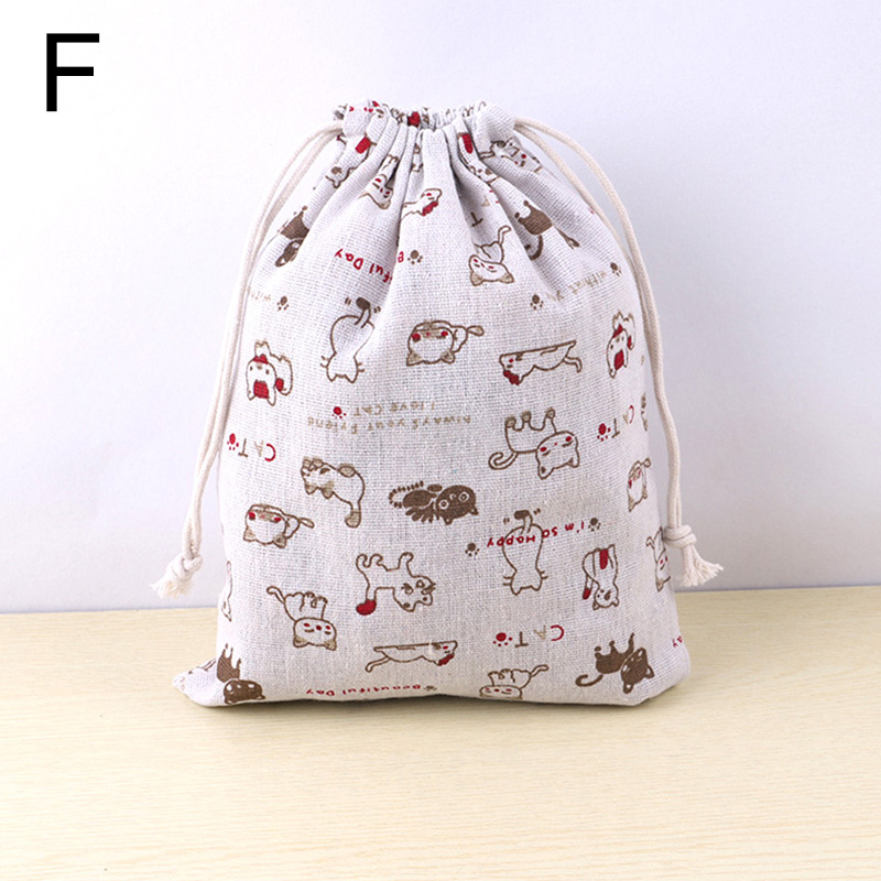 Bolsa de tela de lino y algodón, bolsa con cordón, estampado de plantas y animales bonitos, bolsa de almacenamiento de zapatos de tela de viaje para niños, estuche de maquillaje, bolsa de de Navidad: Verde menta / 13x8x15 cm
