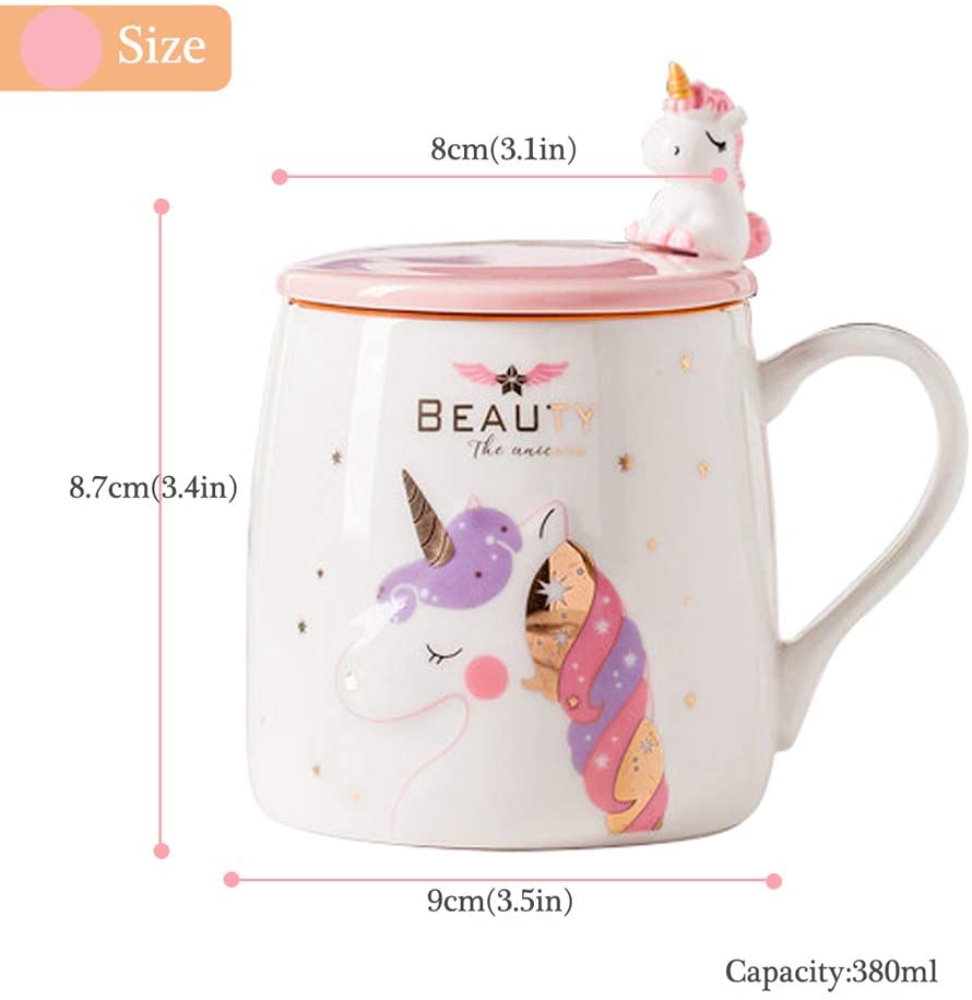 Tasse à café licorne en céramique, avec jolie cuillère licorne, tasse du matin, nouveauté café thé lait, , 380ML,