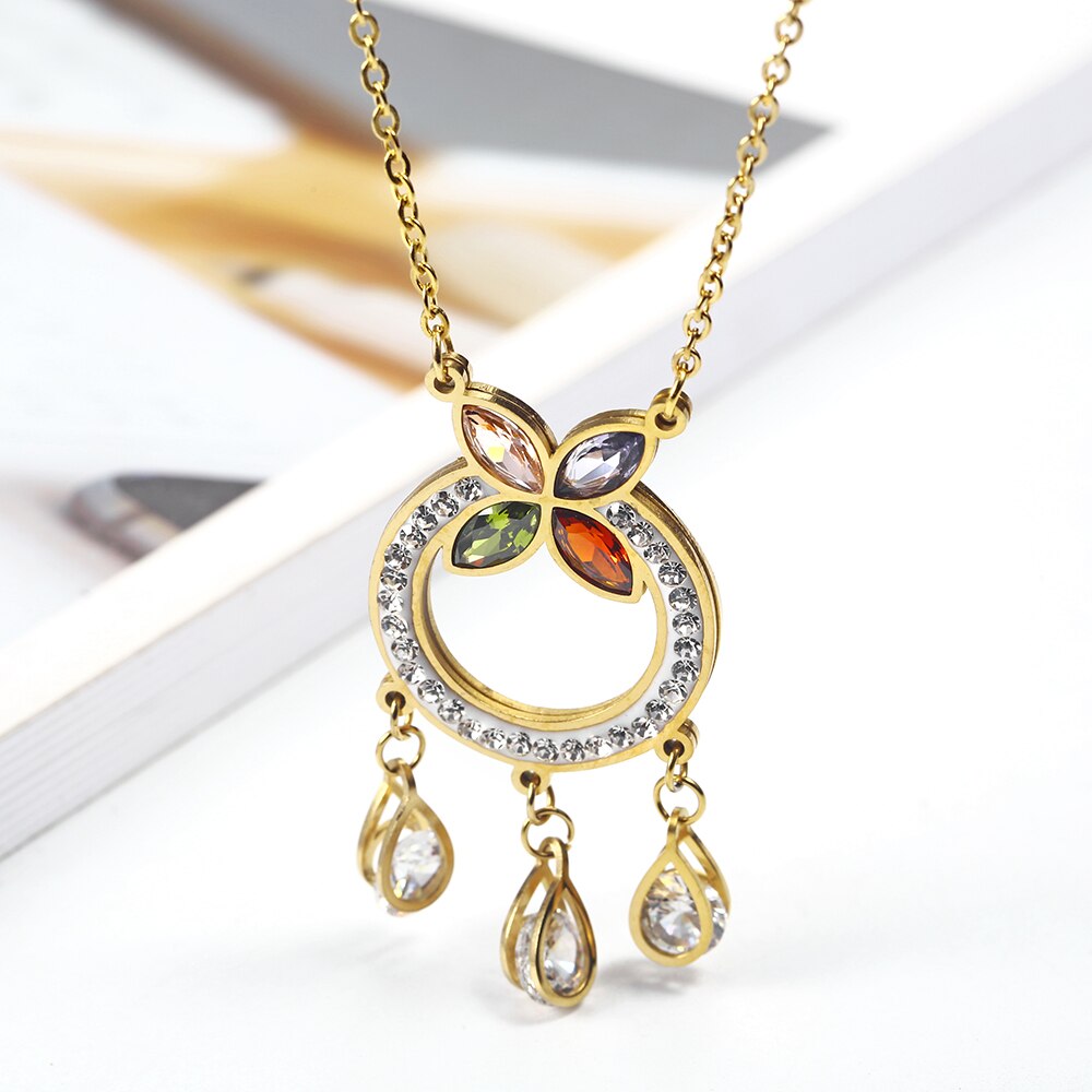 OUFEI Stainless Steel Jewelry Sets Fifts For Women Vogue Pendant Necklace Earrings set Jewelry Accessories