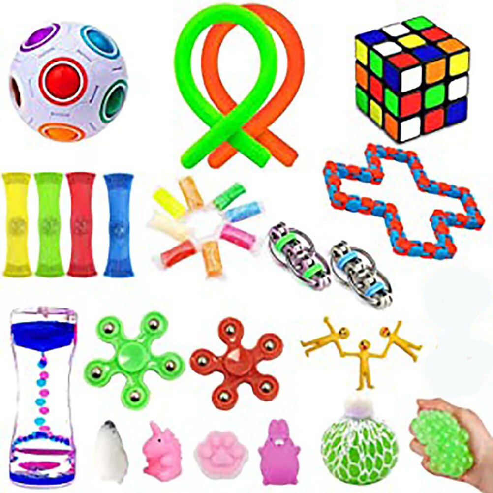 32PCS Pack Fidget Sensory Toy Set Stress Relief Toys Autism Anxiety Relief Stress Pop Bubble Fidget Sensory Toy For Kids Adults
