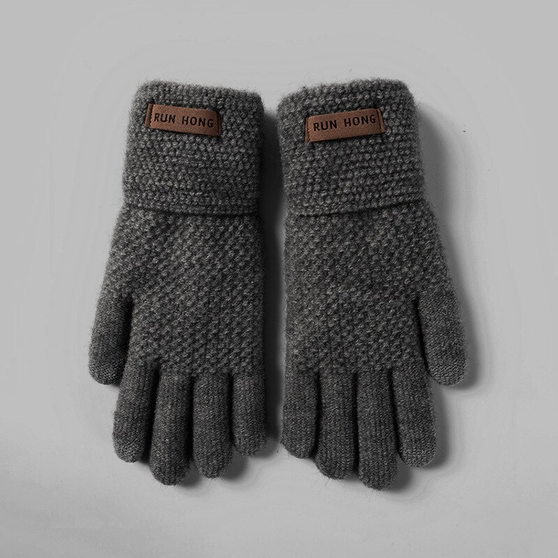 Men's and Women's Winter Woolen Gloves Thickened and Velvet Knitted Wool Warmth Riding Men's and Women's Touch Screen Glove: A341-6