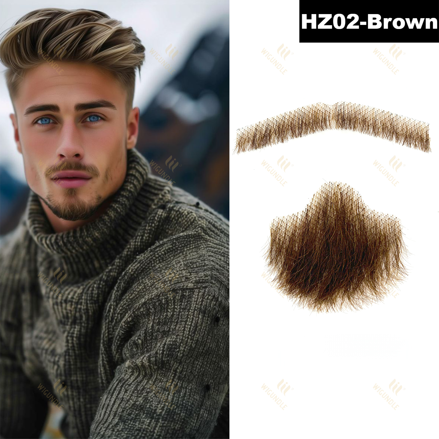 Fantasia de cavanhaque falso, cabelo facial, barba realista, bigode com fita adesiva, cabelo humano, renda, barba para halloween, festa de natal: #8