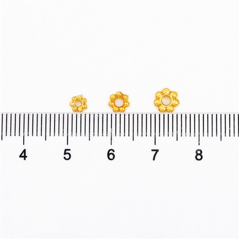 10Pcs 18K Gold 4 5 6mm Copper Beads End Torus Metal Flower Bead Caps Needlework for Diy Jewelry Making Bracelet Accessories