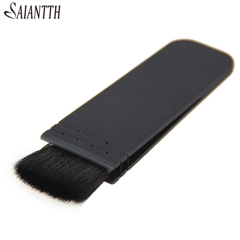 SAIANTTH-brocha Kabuki estilo italiano, pelo de cabra, mango aplanado negro, brochas de maquillaje largas y cortas, herramienta de colorete, cosmética facial
