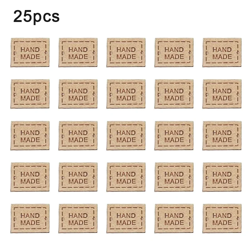 25/50pcs PU Leather Labels Tags Small Handmade Labels DIY Clothes Hats Bags Hand Made Label Sewing Tags Sewing Accessories Tools: antique silver