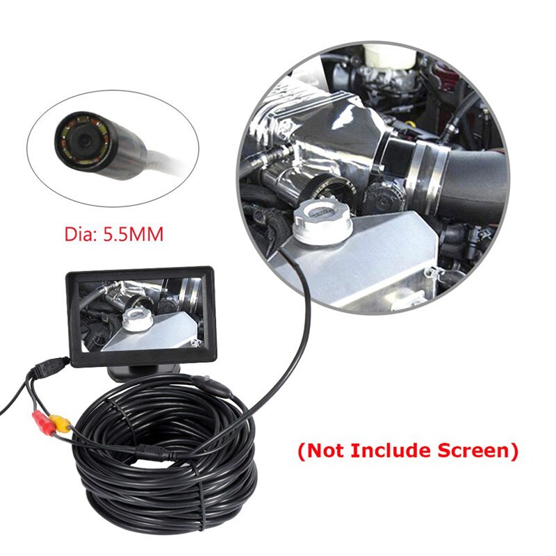 5.5mm Lens Endoscope Camera 1m/5m/10m/15m/20m Length 12V Mini NTSC Waterproof Inspection Borescope Cam Snake Pipe