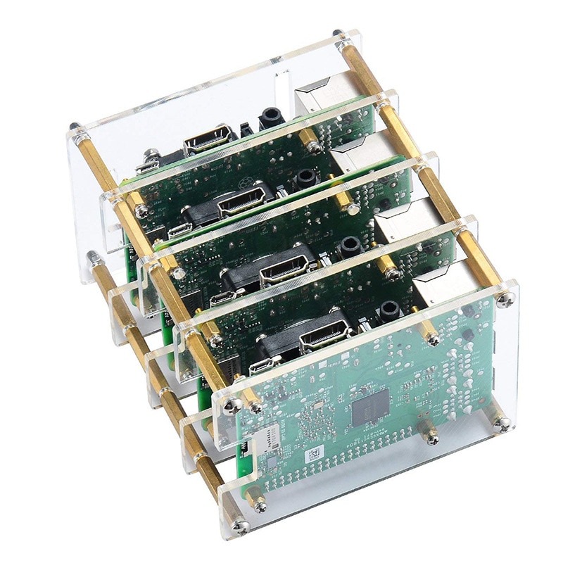 Raspberry Pi 4 Modell B Cluster Fall, raspberry Pi 4 Fall mit Lüfter Kit für Raspberry Pi 4 Modell B (4-Schichten)