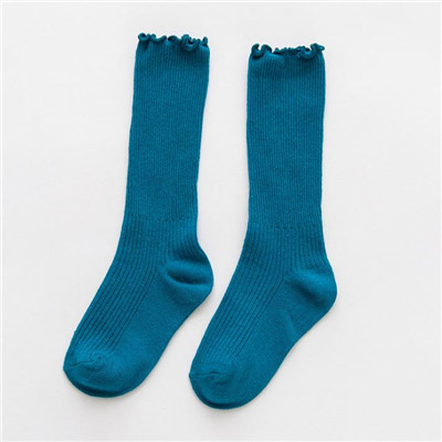Unisex Cute Solid Color Cotton Blend Crew Calf Length Tube Socks For Girls Boys 72XC: Blue / 4-6T