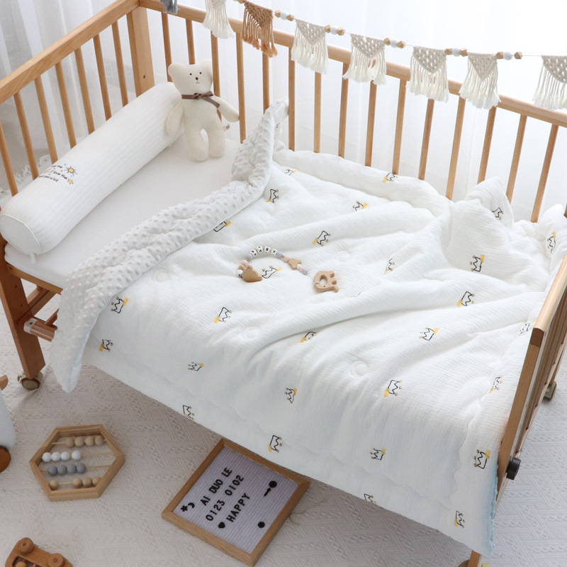 Crib Quilts Baby Comforter Child Toddler Bed Linen Bedspread Muslin Cotton Minky Blanket Kindergarten Cot Bedding Cute 120x150cm: crown