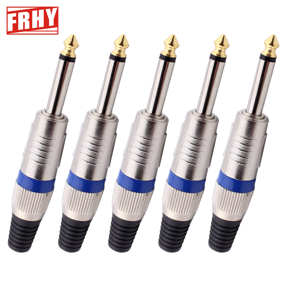 Set di adattatori audio da 5 pezzi: spine placcate in oro da 6,35 mm a RCA/3,5 mm, alloggiamento in metallo, blocco a vite, audio Hi-Fi per microfono/ampli/altoparlante