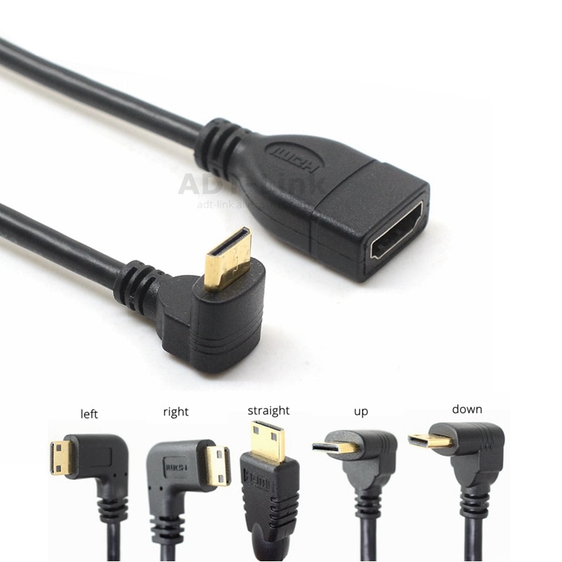 Tegenovergestelde haakse 90 Graden Mini HDMI Male naar HDMI Female Converter Adapter Kabel Converter Adapter HDTV Connector