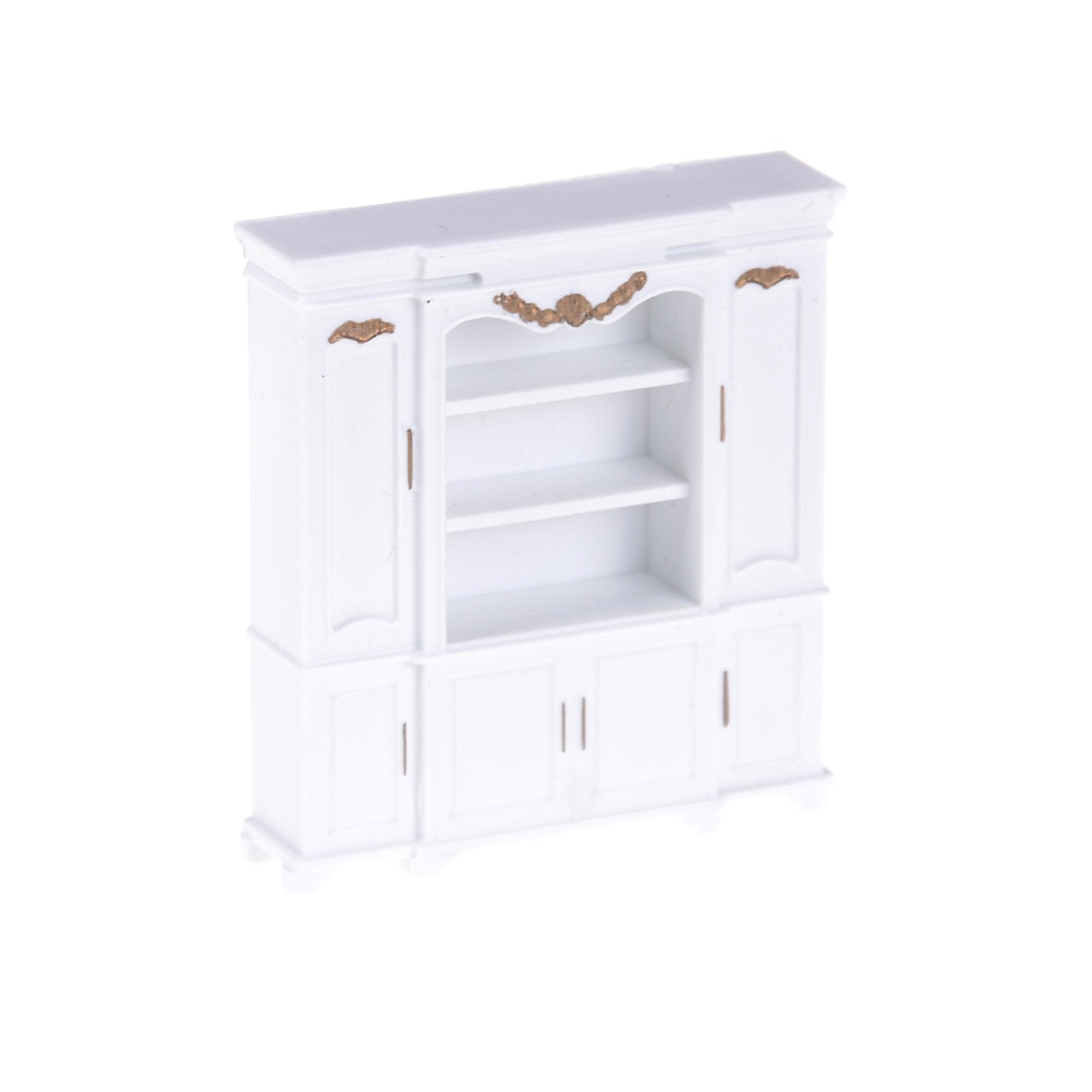 51*12*56mm Dollhouse Mini Cabinet Model Kitchen Dining Cabinet Display Shelf White Doll House Decoration Miniature Kitchen