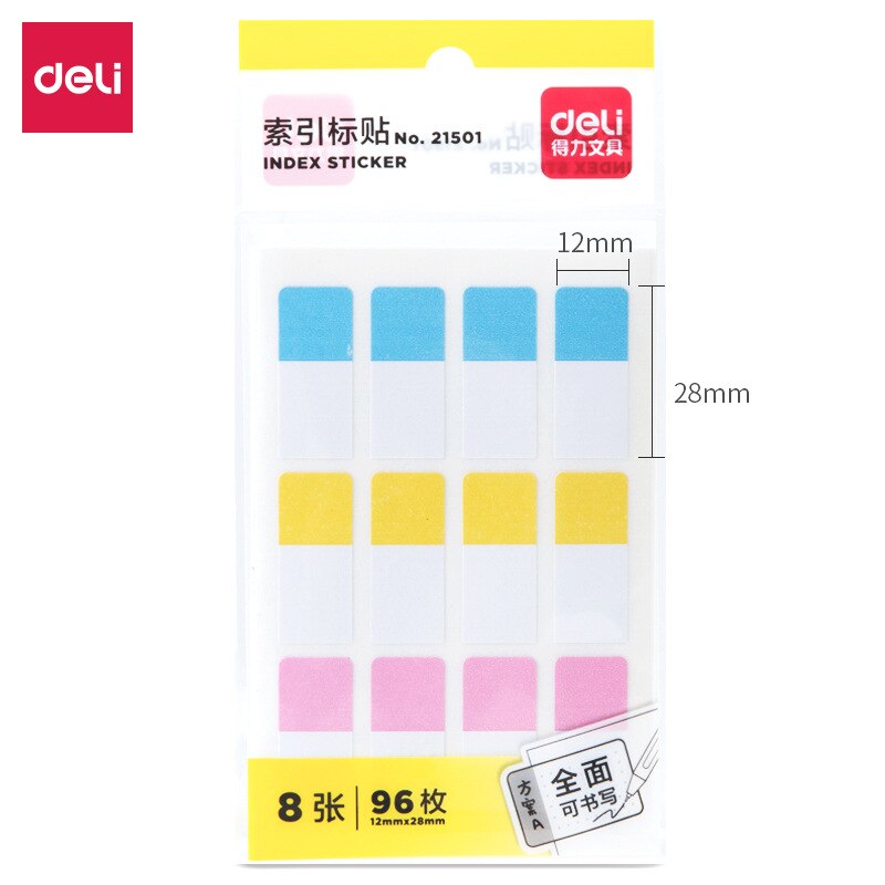 Yoofun 3 Colors Index Note Rectangle Memo Pad Sticky Notes Notepad Diary Self-Stick Note Memo Pads Office School: A 96pcs