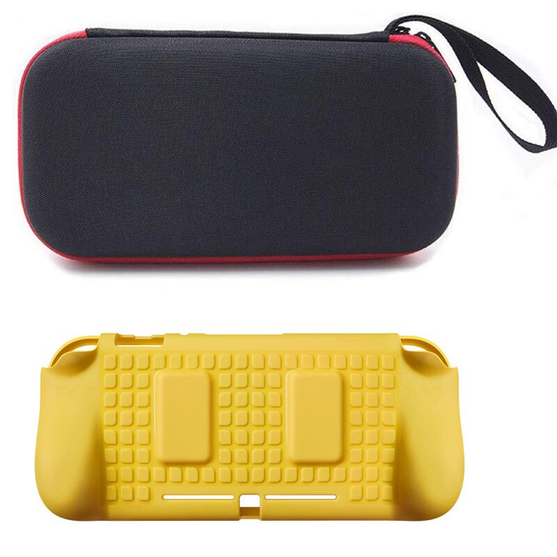 Nintend Switch Lite Carrying Case Storage Bag organizer Pouch TPU Hand Grip Shell Protection Cover For Nintendo Switch Lite Mini: Bag with Yellow shel