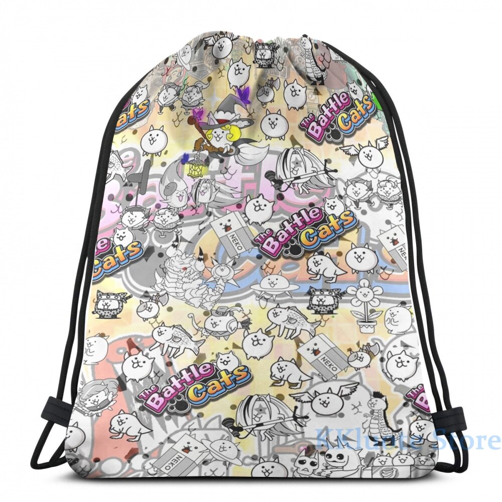 Divertido estampado gráfico Battle Cats(27) mochila con carga USB para hombres, mochilas escolares para mujeres, bolsa de viaje para ordenador portátil: Drawstring Bag
