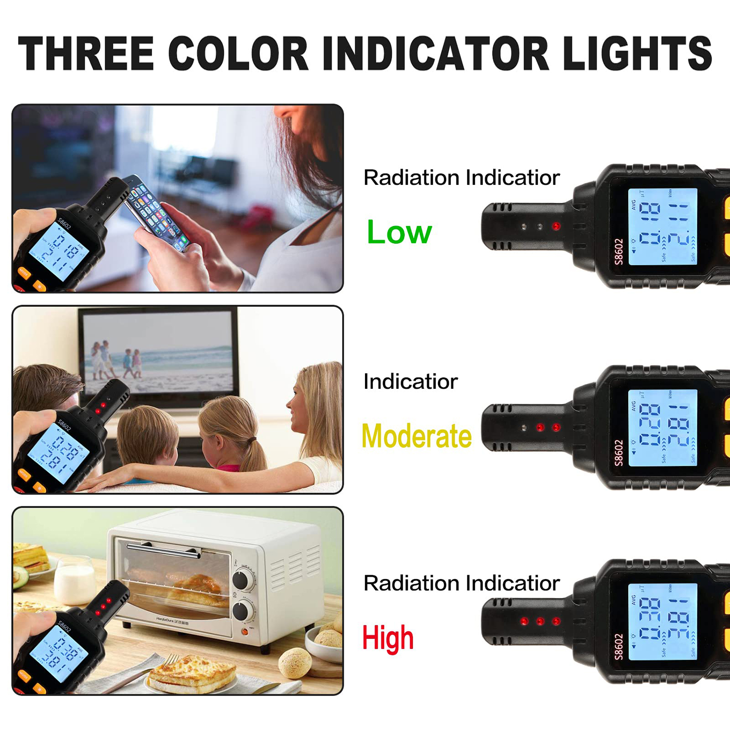 3-in-1 EMF-Messgerät, tragbares Radia-Frequenzmessgerät, Detektor für elektromagnetische Strahlung, Feldperson, Strahlungsdosimeter, Zähler
