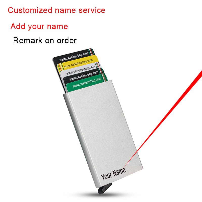 Slim Anti Protect Credit Card Holder Women Rfid Wallet Aluminum Case Porte Carte Men Travel ID Cardholder: Silver name service