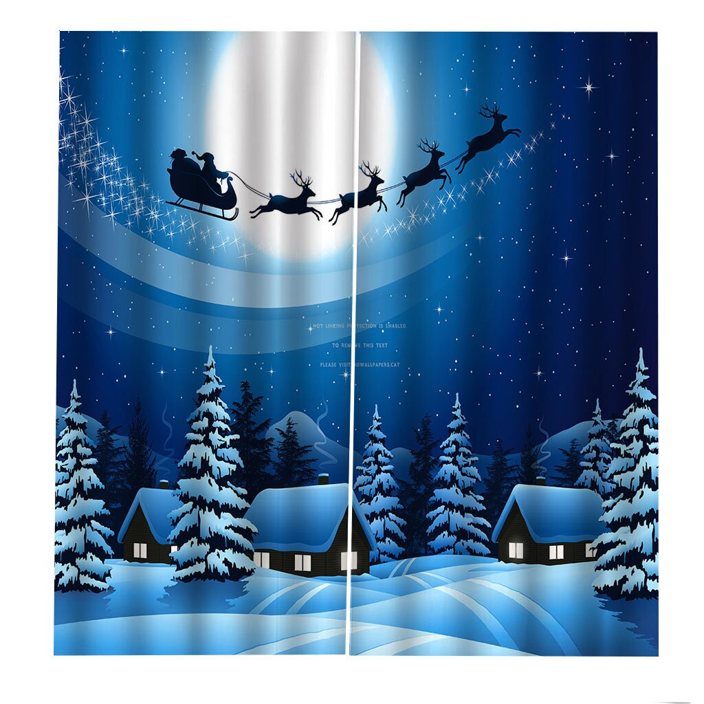 Cortinas navideñas de efecto 3D con ganchos, Juego de 2 paneles y 10 colores, cortinas de tela de poliéster para ventana, pantallas para puerta, decoración para el hogar: Azul