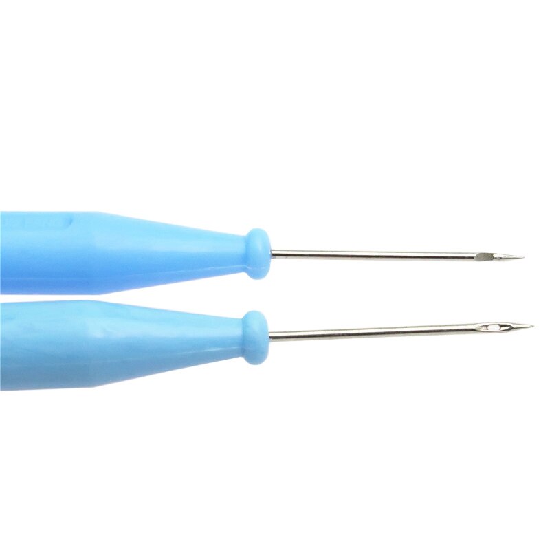 Herramientas de costura de acero para zapatos, bolsos, gancho de agujero, herramienta de cuero hecha a mano, aguja de reparación de aguja cónica con mango de plástico, 5 uds.