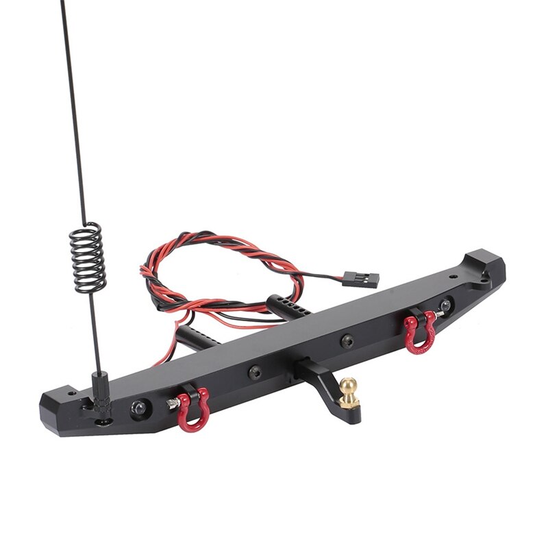 Paraurti posteriore in metallo con gancio di coda dell&#39;antenna a LED per auto cingolata 1:10 RC TRAXXAS TRX4 Axial SCX10 90046