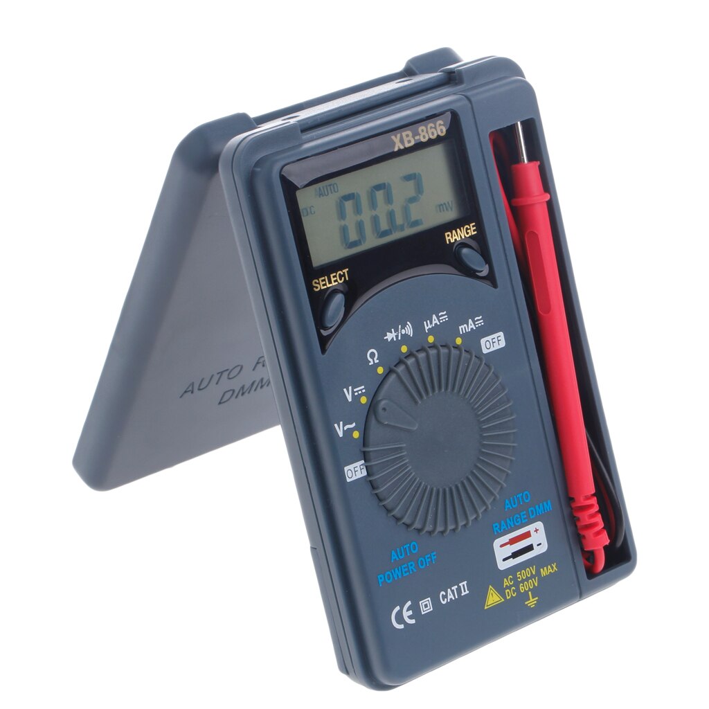 XB866 Mini Auto Range LCD Voltmeter Tester Tool AC/DC Pocket Digital Multimeter