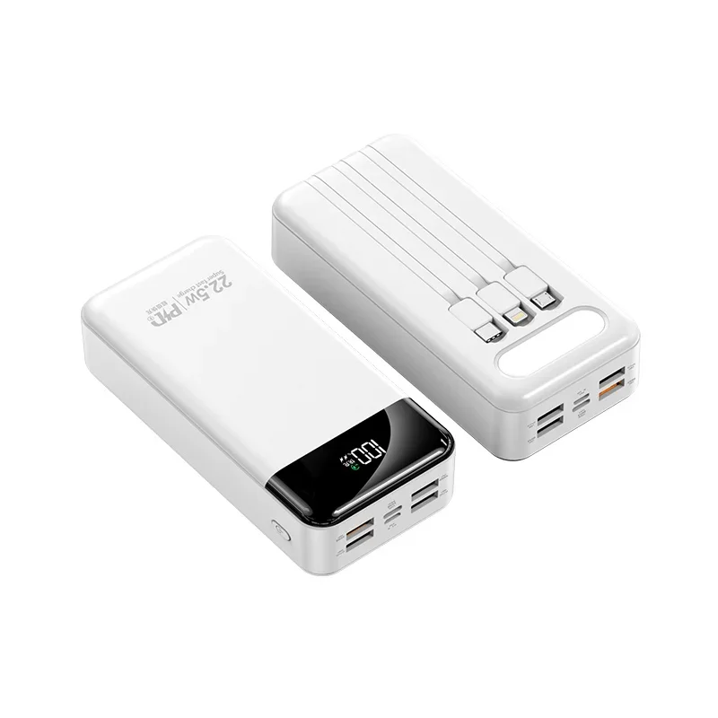 Powerbank 100000 mah med 22.5w pd hurtiglading powerbank bærbar batterilader poverbank for iphone xiaomi huawei: Hvit