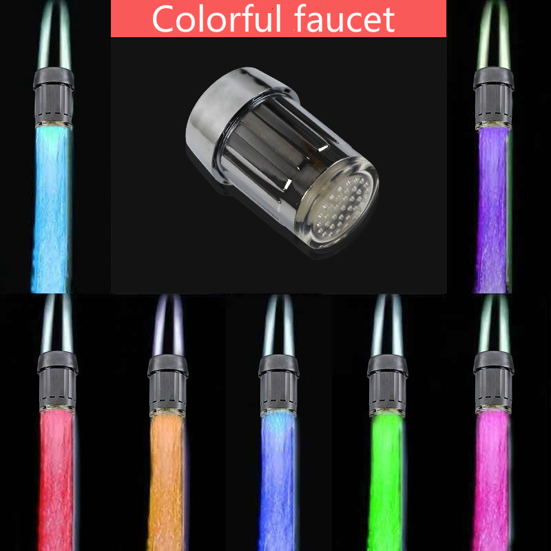 CHUBAN 1PC Led Faucet Light Intelligent Water Temperature Control Led Water Tap Kitchen Faucets No Need Battery N94: Colorful faucet