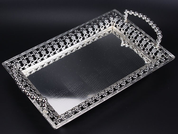 High grade European style Gold golden Silver Plate Metal Fruit sugar Trays KTV hotel Plate Basket Wedding Party tray dish