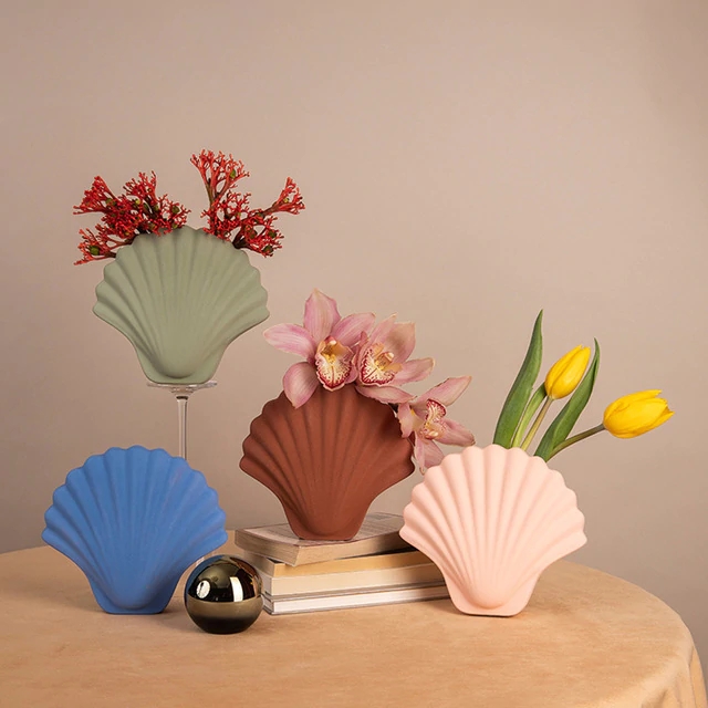 Imitation shell Ceramic vase Modern arts and crafts porcelain hydroponic vases flower pot home decoration