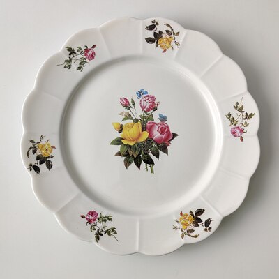 Plato de pastel Vintage, platos de postre de cerámica estilo Pastoral, plato de cena, servicio doméstico, vajilla, platos Retro de boda: 10inch flower