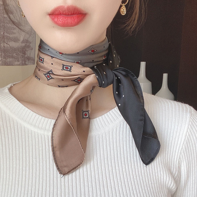 Luxo xale de seda lenço quadrado para mulheres cetim moda envolve lenço feminino faixas de cabelo fita bandana mulher hijab