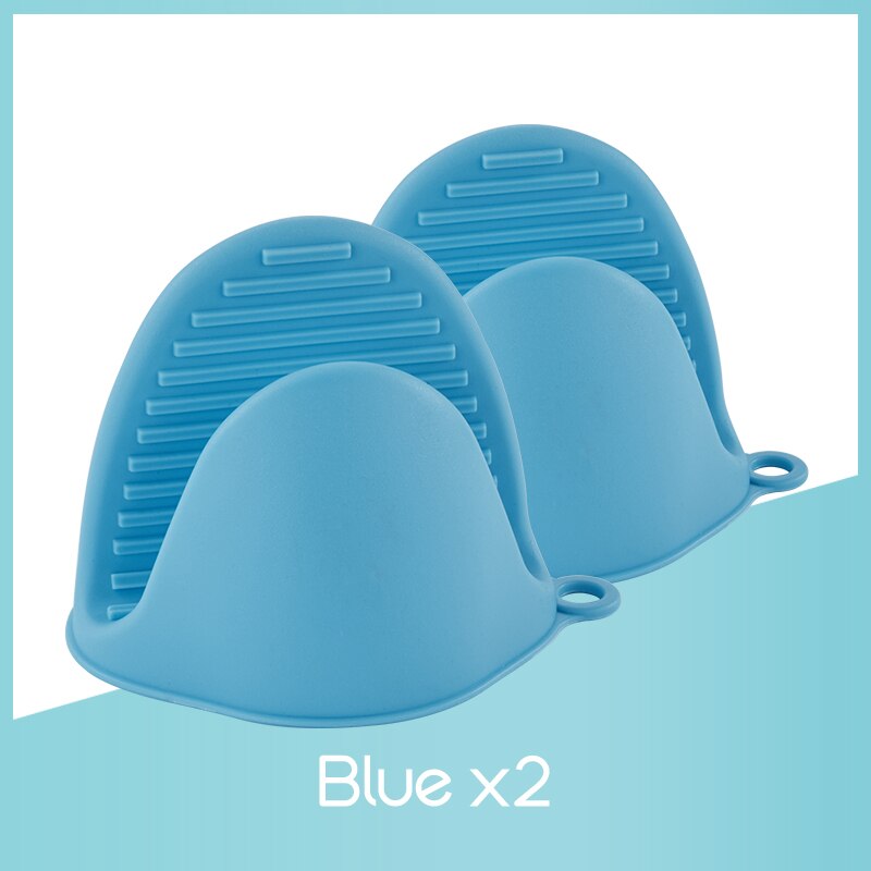 Siliconen Handschoenen Magnetron Handschoenen Oven Hittebestendig Geïsoleerde Handschoenen Koken Antislip Holder Keuken Bakken Tool: 2pcs-blue