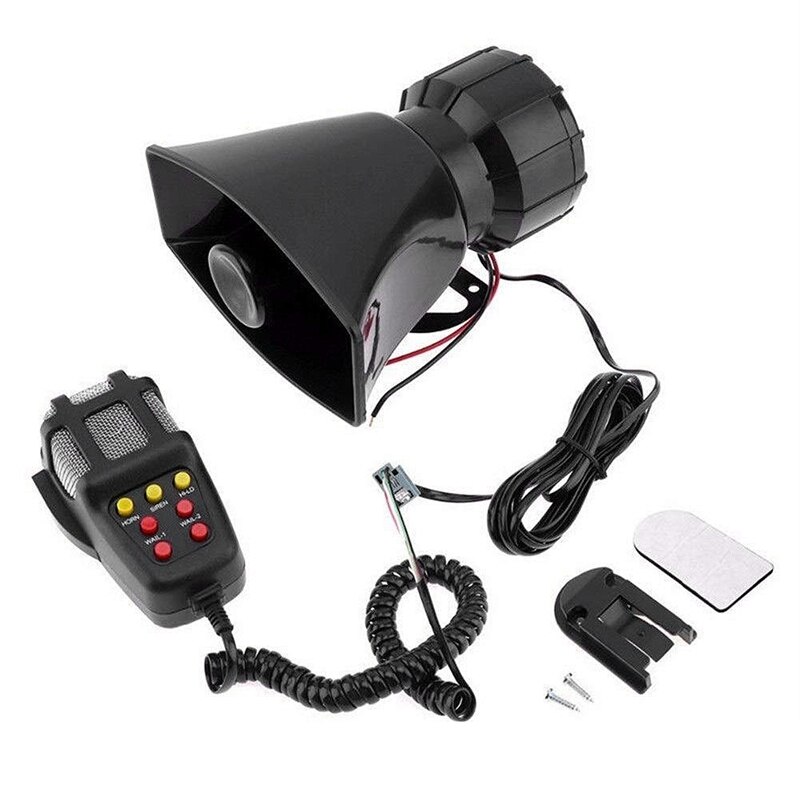 Universal Motorcycle Car Alarm Sound 7 Tone Horn 12V 100W Police Siren Horn Loudspeaker (Black): Default Title