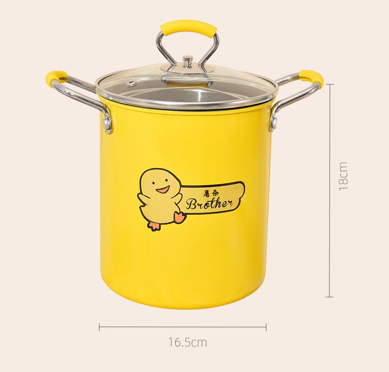 Multifunctional Deep Fryer Frying Pan with Strainer Japanese Style Mini Fryer Yellow for Gas Stove Induction Cooker