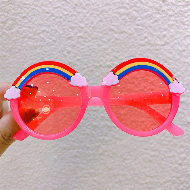 Ronde Zonnebril Kids Regenboog Zonnebril Meisjes Kinderen Kleurrijke Eye Lenzen Baby Shades Jongens Geel Brillen Driver Bril: Rose red