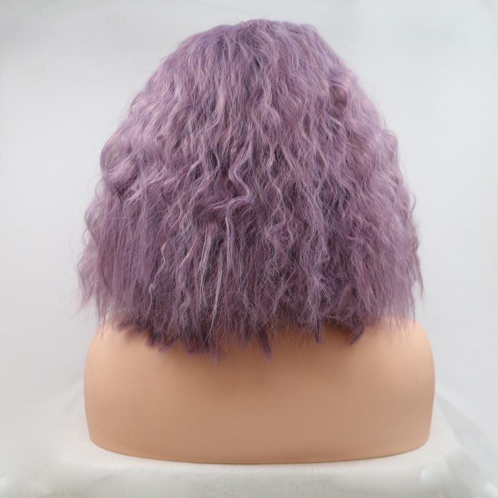 Parrucca in pizzo frontale a onde corte kunai, utilizzata per donne nere e parrucche viola sintetiche afroamericane, parrucche da gioco di ruolo