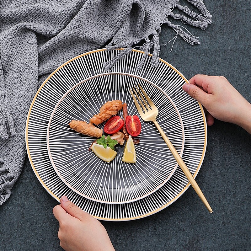 Net Red Photographs of Western Plate, Ceramic Household Plate Nordic Irregular Tableware Breakfast Tray Steak Plate