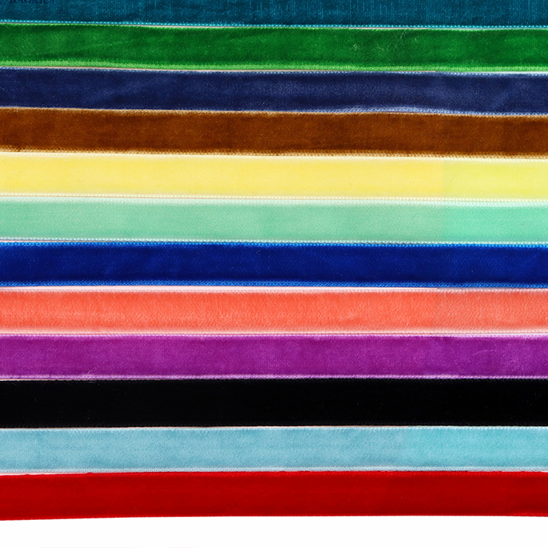 1cm farverige fløjlsbånd enkeltsidet flocking tape fløjlstape sløjfe emballagebånd 5/10 yards