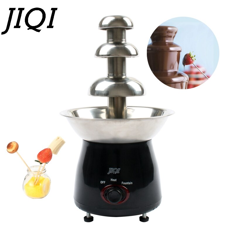 JIQI Mini Triple fuente de Chocolate Fondue evento boda niños cumpleaños casa Navidad cascada máquina
