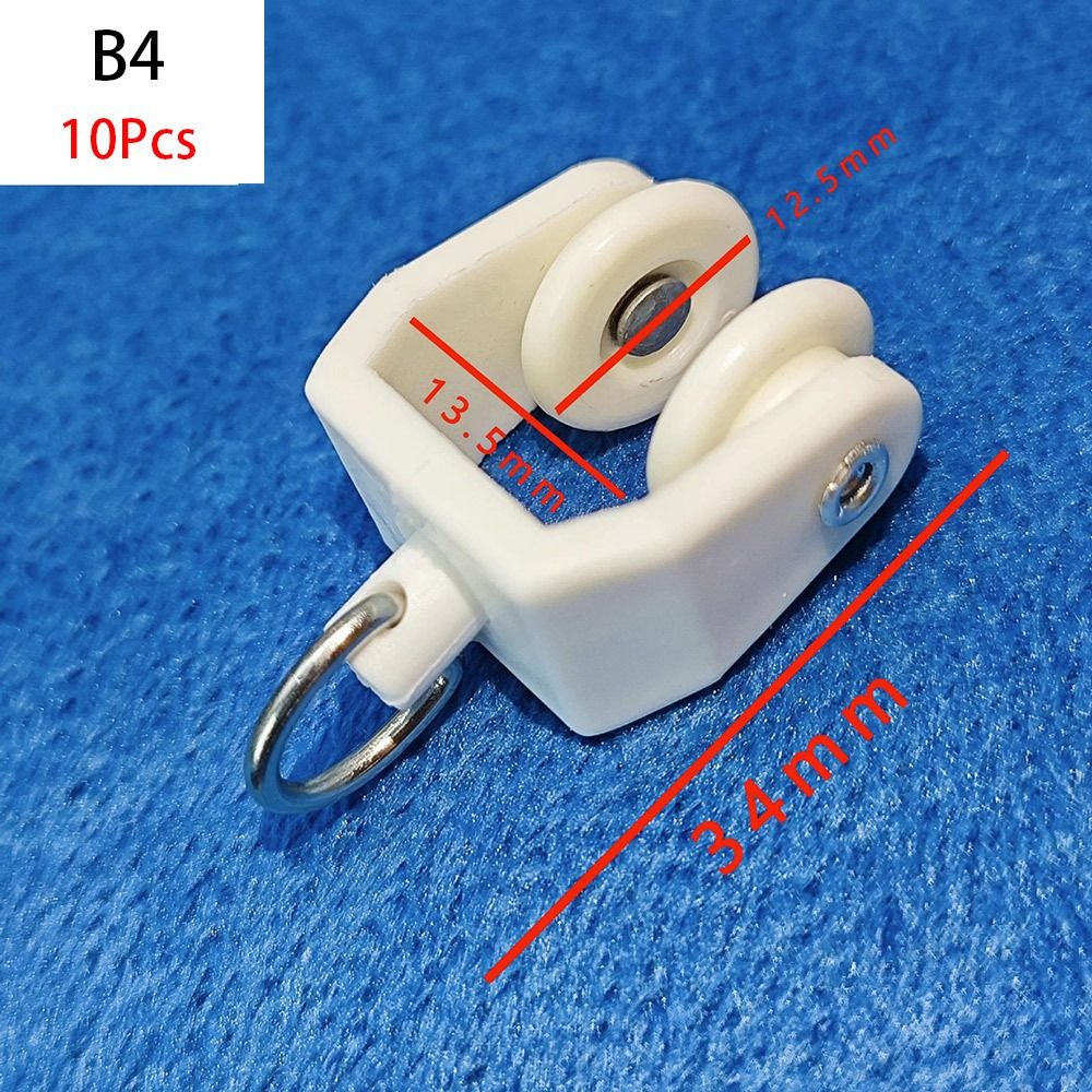 10Pcs Straight Curved Track Rollers Curtain Wheels Rail Curtains Hook Ring Slider Furniture Hardware Curtain Rod Pulley: transparent