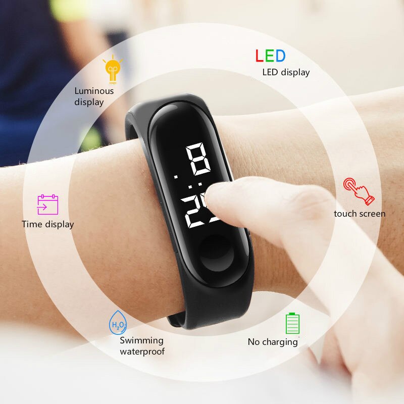 Armbandhorloge kinderhorloge meisjes jongens elektronisch sporthorloge led digitaal kinderhorloge studentenhorloge