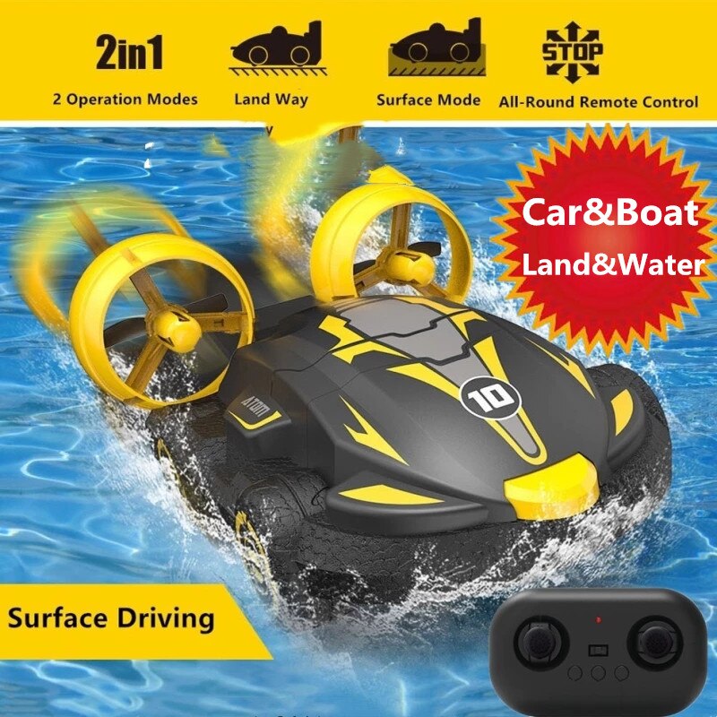 2.4g água & terra 2 em 1 anfíbio deriva carro de controle remoto hovercraft alta velocidade barco rc dublê carro para meninos modelo brinquedos ao ar livre