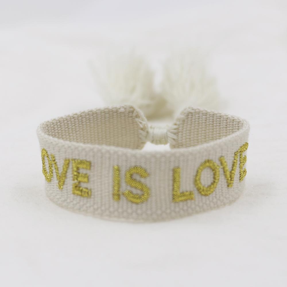 Love Printed Rope Bracelet For Women Men VIntage Braided Tassel Bracelet Ethnic Lace-up Couple Bracelets Jewelry: Love is love-gold