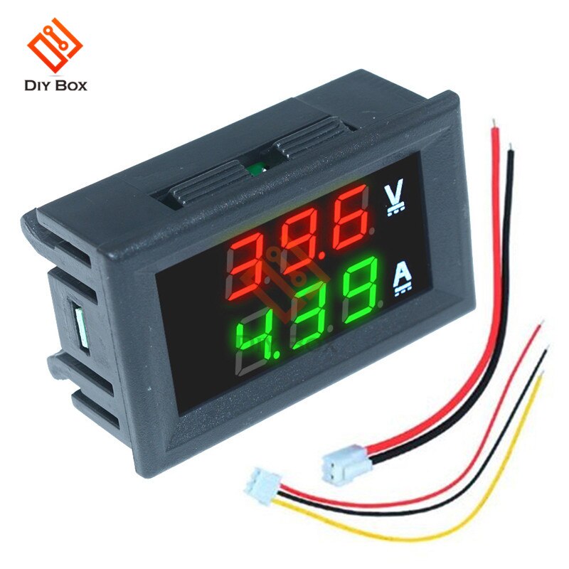 0.56 "pouce Mini voltmètre numérique ampèremètre DC 100V 10A volts ampèremètre ampèremètre testeur de tension LED câble d'affichage connecteur: DC 100V 10A RedGreen