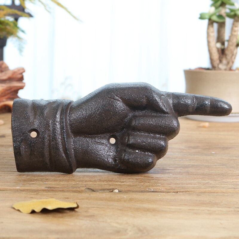Pointing Hand Cast Iron Direction Sign 3 1/4 Inch