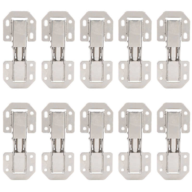 Dobradiças de armário sem perfuração, dobradiças de porta em formato de ponte com buraco sem perfuração para móveis, dobradiça de fácil instalação com 10 peças